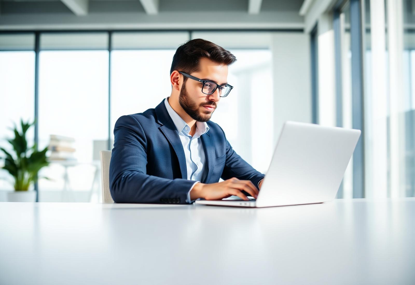 IT professional working on security solutions at a modern office